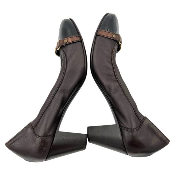 AGL Attilio Giusti Leombruni Women's Leather Buckle Heels Pumps Brown Size 38.5 - Picture 3 of 10